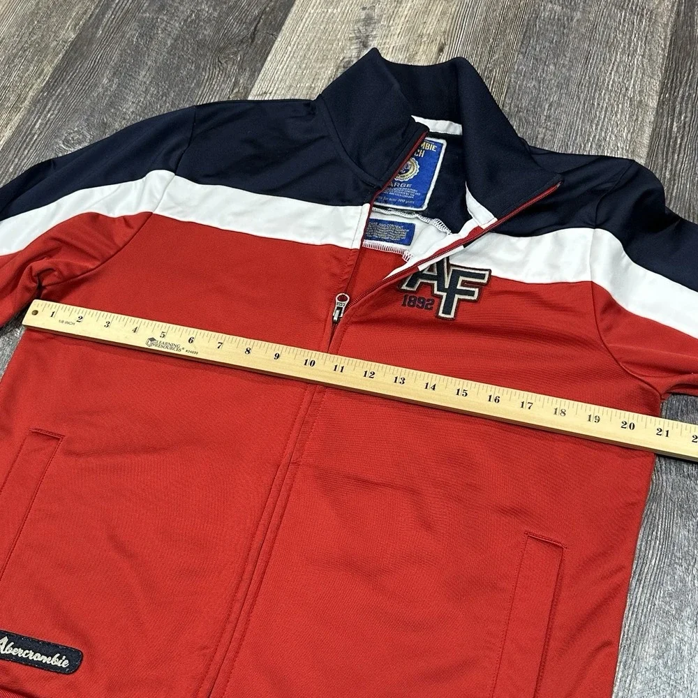 Vintage Abercrombie & Fitch AF 1892 Red Navy White Track Jacket Teen L Adult‎ M